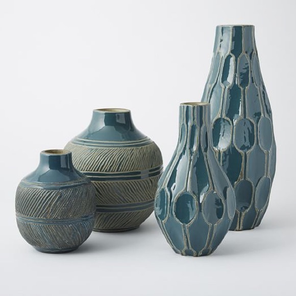 West Elm Other - West Elm teal diagonal lineworks vase